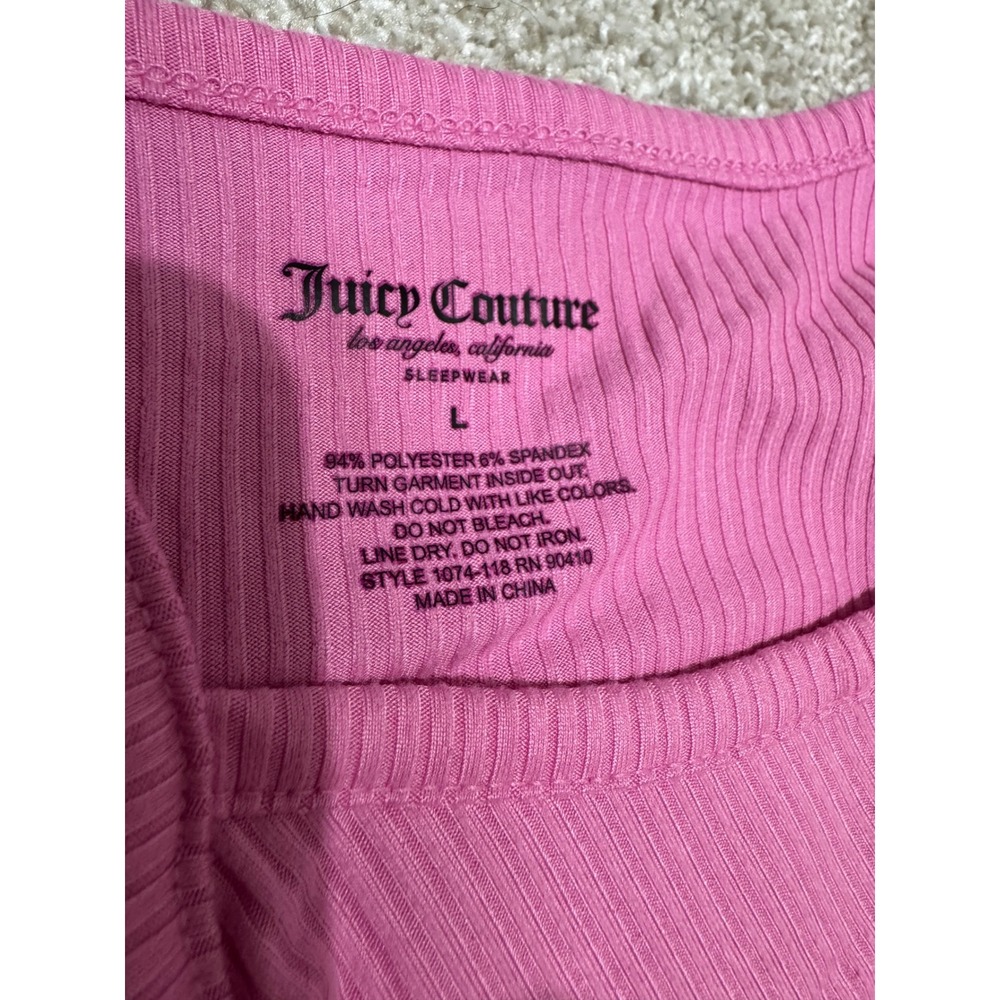Juicy Couture Pink Ribbed Rhinestone Logo Sleepwear Chemise Nightgown Large - Picture 6 of 7